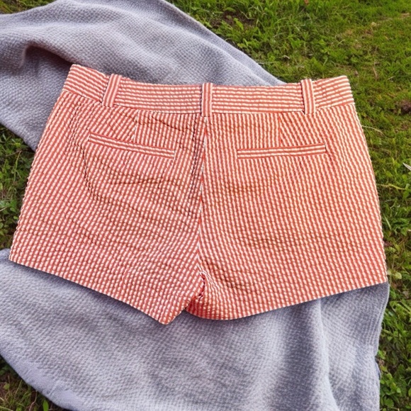 J. Crew Salmon & White Striped Seersucker 100% Cotton Chino 2.5” Shorts Size 4 - Picture 6 of 8